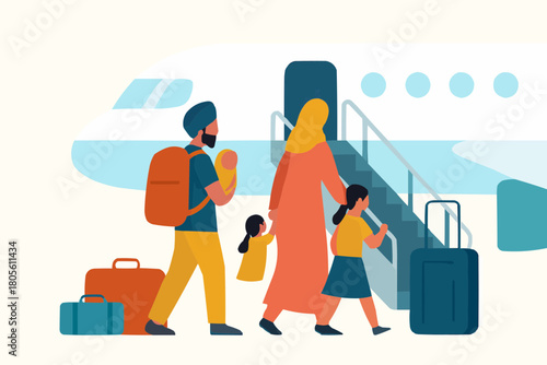 Migrant Airplane Travel Illustration
