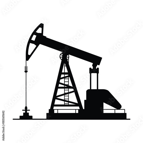 Silhouette of an oil pump jack on a white background
