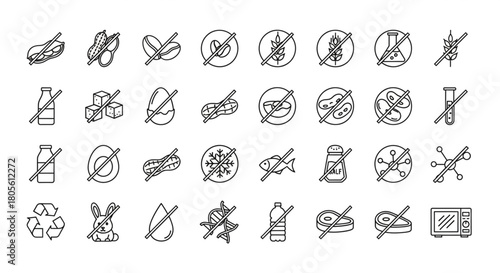 Prohibited Actions, Safety Instructions Icons, Vector Graphic, Clear View, Awareness Concept