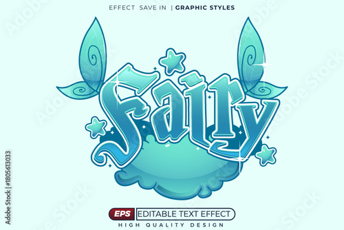 Editable 3d text effect fairy logo for streamer template design