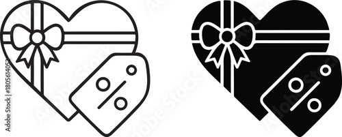 Heart shaped gift box with percentage tag for special promotions