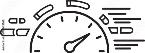 Performance measurement indicator dashboard display showing operational efficiency speed data tracking optimization progress outline vector illustration