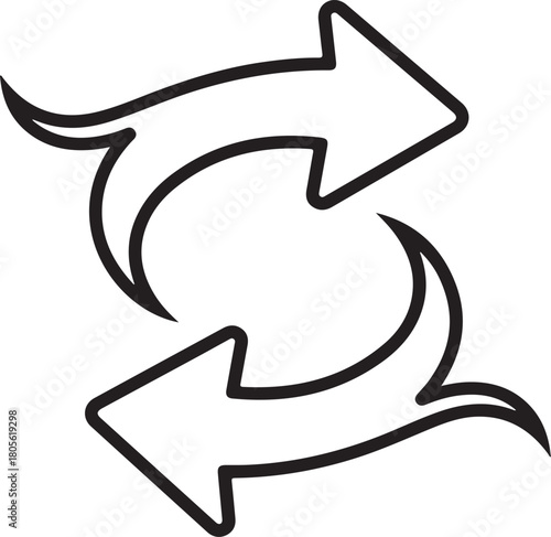 Recycle or exchange arrows loop outline icon representing continuous flow data synchronization or resource cycle