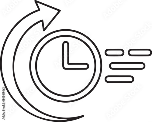 Time progression clock icon speed increase arrow data transfer flow fast performance efficiency optimization deadline management