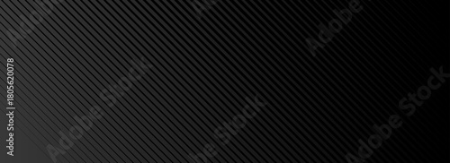 Black oblique straight line background. Elegant dark linear abstract wallpaper. Luxury striped gradient texture. Grey diagonal lines backdrop for flyer, banner, poster, presentation, cover.Eps10
