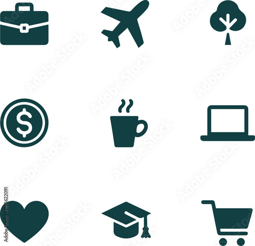 Vector icons set for web and mobile applications including email, phone, home,