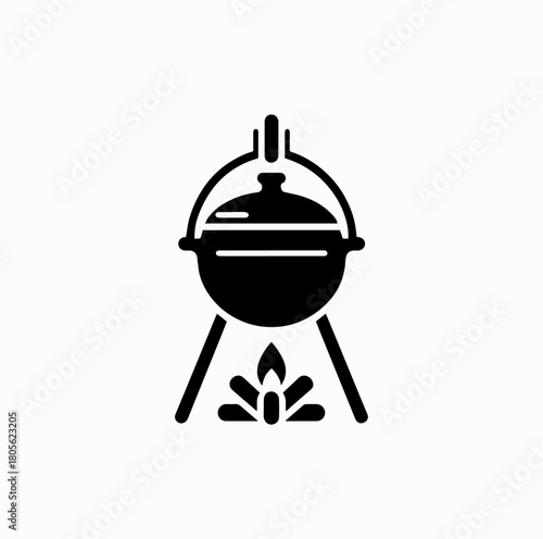 Gulyás Pot Silhouette – Traditional Hungarian Goulash Cooking Vector