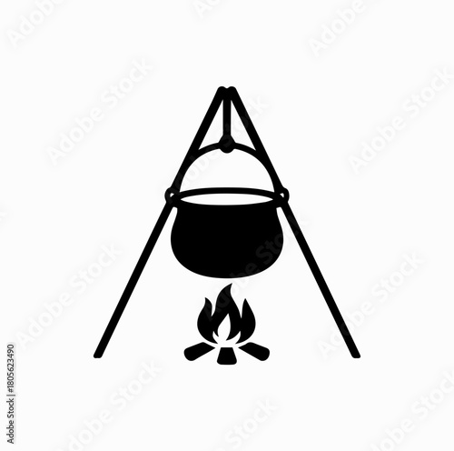 Gulyás Pot Silhouette – Traditional Hungarian Goulash Cooking Vector