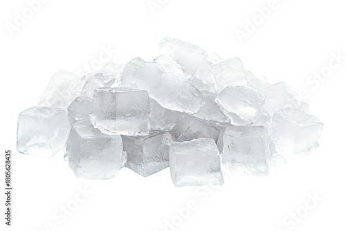 Wallpaper Mural A close-up view of a pile of clear ice cubes scattered on a white background. their crystalline structure and reflections. ideal for food and beverage photography Torontodigital.ca