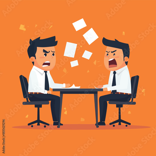 angry boss businessman, complaint customer, problem frustration business work concept, minimal flat vector cartoon illustration.  , vector style simple color