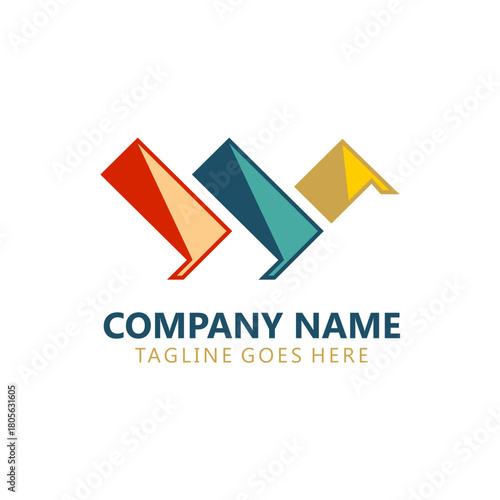 Free Download Geometric design with angled rectangular shapes in vibrant colors, offering a modern aesthetic that suggests forward progress or interconnectedness for corporate use logo identity - GFXLoad