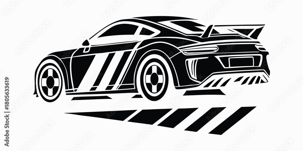 Fototapeta premium Sleek Black Sports Car Illustration Graphic Ready for Customization Vector Design