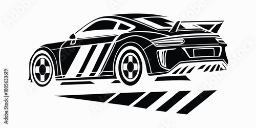 Sleek Black Sports Car Illustration Graphic Ready for Customization Vector Design