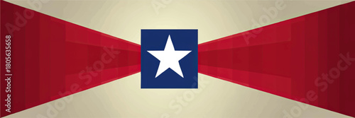 Patriotic abstract star banner background in red white and blue, vintage American flag inspired graphic, wide horizontal design