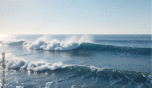 Deep blue waves under spring sunlight - ultra realistic photo