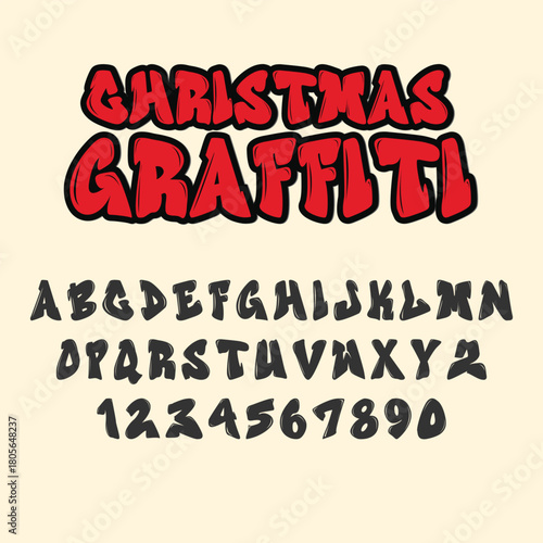 Christmas Graffiti Font blends festive holiday charm with bold street-style lettering. Perfect for Christmas cards, kids’ projects, posters, and creative winter designs needing a fun graffiti touch.