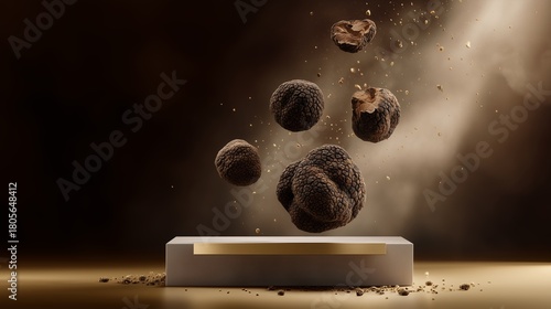 Truffles and pedestal: A gourmet image featuring the luxury and indulgence of truffle showcased on a pedestal, emphasizing the delicacy and freshness of the culinary delicacy.