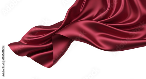 Flowing Red Silk Fabric Drapery Abstract Background.