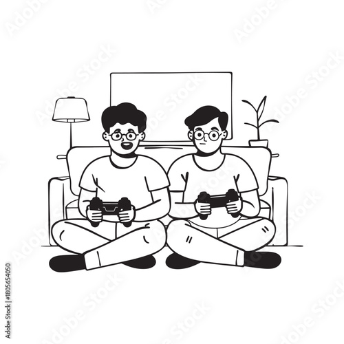friends playing video games vector illustration  