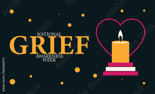 National Grief Awareness Week, Coping with Loss, Emotional Support, Mental Health Illustration