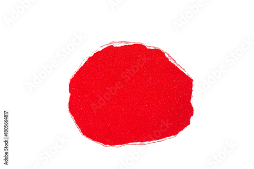 Red Circle Torn Paper Scrap