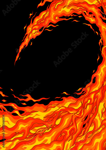 和風の炎の渦波 フレームベクター背景