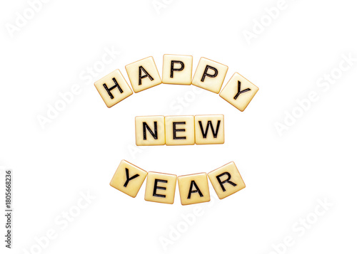 Happy new year isolated on transparent background concept