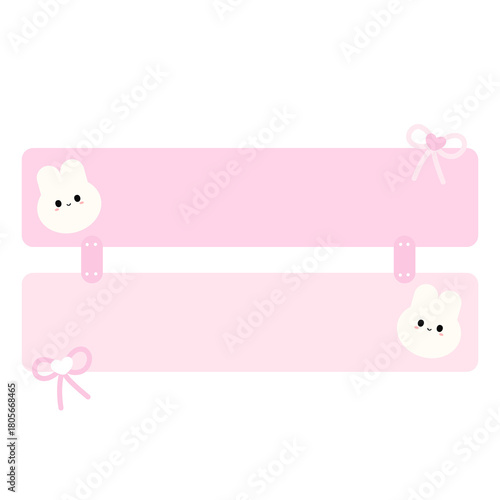 A cute pink baby girl announcement card board name tag with bunny and bow
