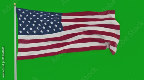 Wallpaper Mural American Flag Waving in Wind on Green Screen Background for Composite. Torontodigital.ca