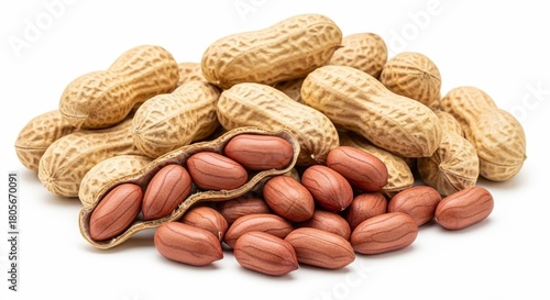 Wallpaper Mural Pile of peanuts isolated on white background, showcasing both the shelled nuts and the open pods, highlighting the texture and natural color variations of this popular snack Torontodigital.ca