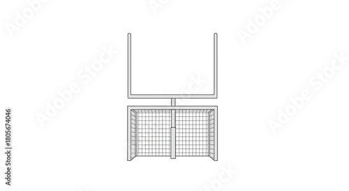 A line drawing shows a soccer goal with a football goal post attached to the top