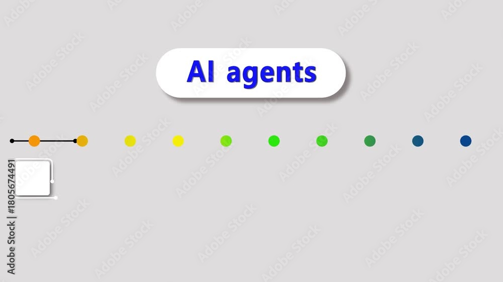 custom made wallpaper toronto digitalanimated video of AI agents business infographics rectangle shape and multicolor label 10 steps for workflow, presentation, 4k animation motion video. on transparent background.
