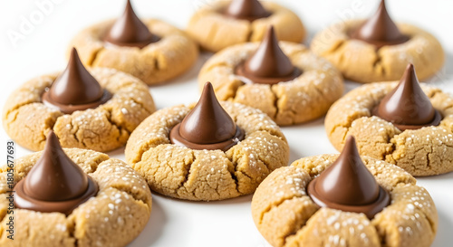 Peanut butter cookies with chocolate kiss candies
