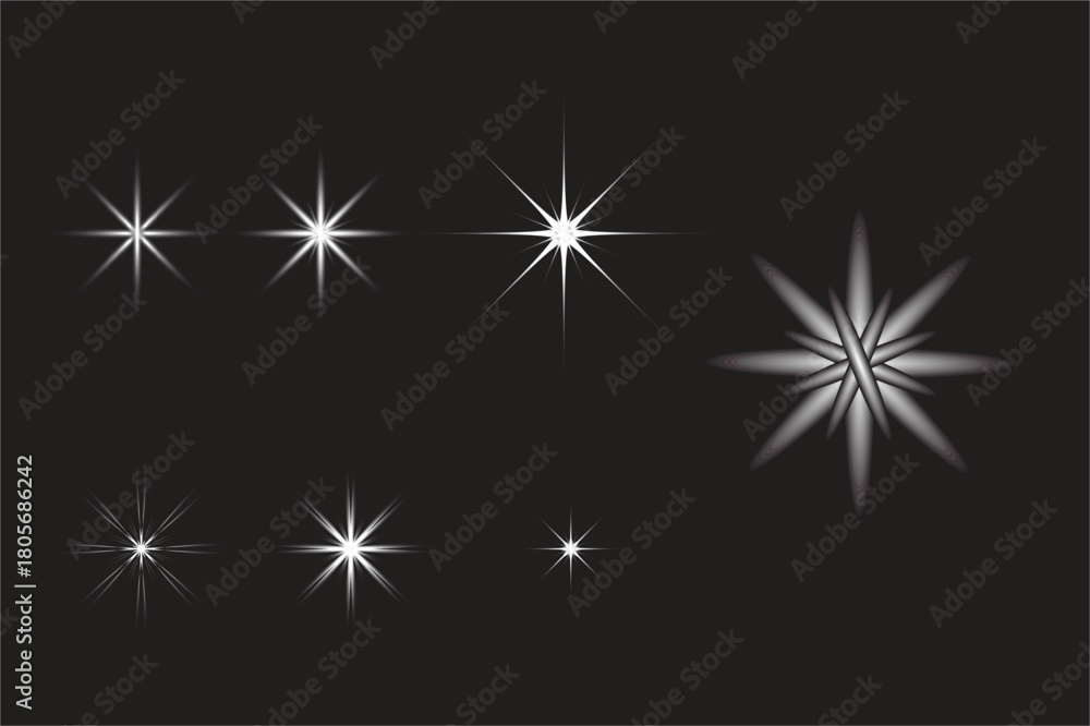 Obraz premium Glowing Star Light Effects on Dark Background