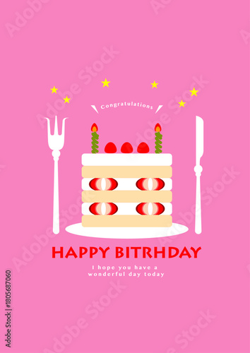 誕生日のお祝いいちごケーキ