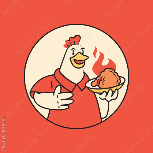 fried chicken logo with rooster chef