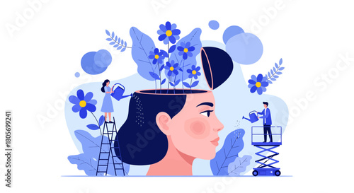 Cultivating Inner Growth Metaphorical Illustration of Mental Development and Self-Care