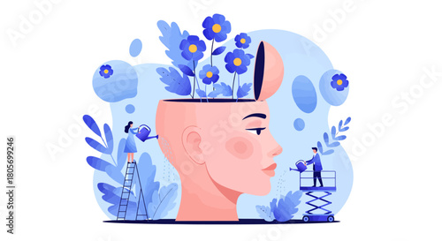 Visualizing the journey of mental growth, knowledge, and self-development through nurtured ideas