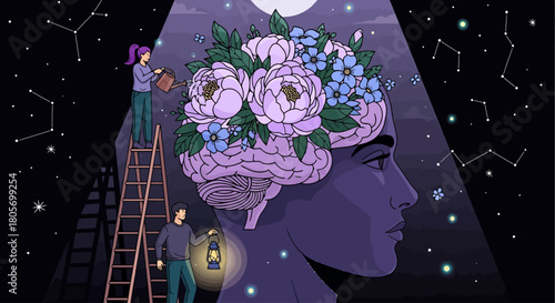 The Illuminated Mind Fostering Mental Growth and Emotional Health under Starlit Skies