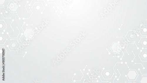 White Medical Technology Hexagon Background. Hexagon Shapes Pattern. Geometric Abstract Background. Hi Tech Digital Connect