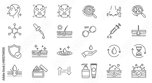skincare and dermatology, covering beauty routines, anti-aging, hydration, and skin health. Essential graphics for cosmetic products, treatments, and wellness concepts