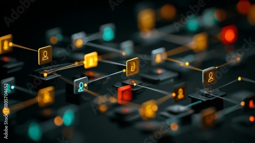 Blueprints of interaction: designing user-centric flowcharts. Virtual collaboration symbol. Subtle adjustments: balancing nodes in creative ux planning. Social media community.