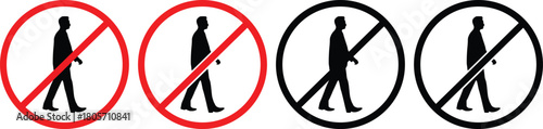 Two red prohibition signs showing a person rollerblading and a person roller skating with a diagonal line through them vector