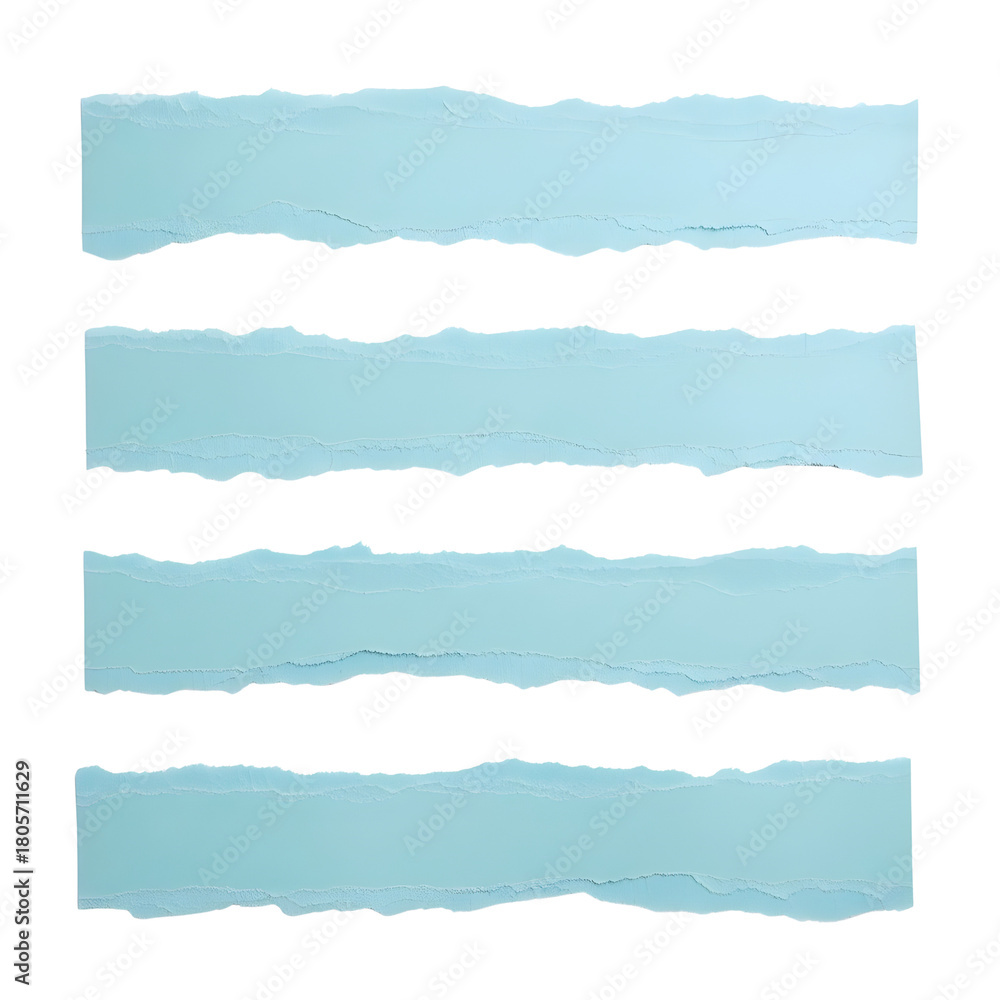 Naklejka premium Set of blue torn paper strips with rough edges used as graphic design elements isolated PNG with Transparent Background