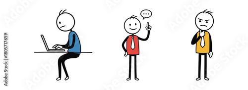 Stick Figures Representing Work, Ideas, and Frustration A Digital Illustration