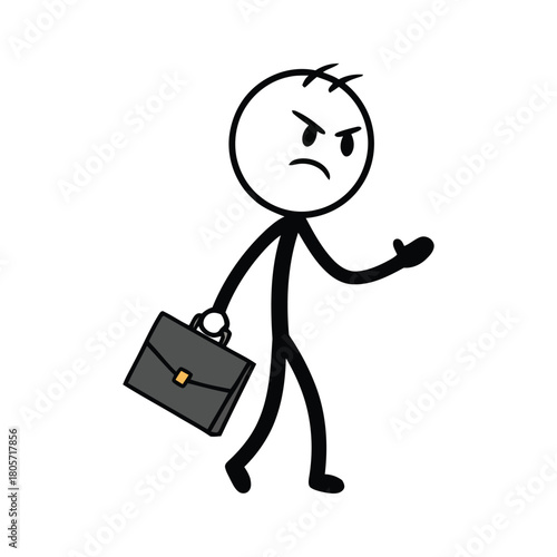 Frustrated Businessman Walking With Briefcase Showing Anger and Annoyance