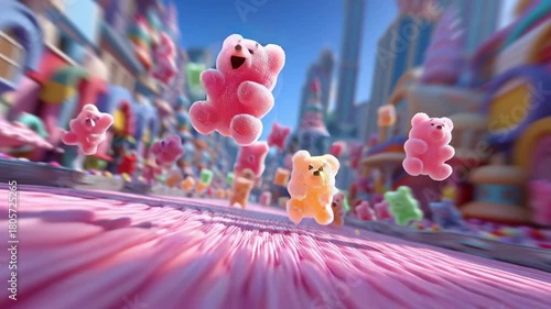 Wallpaper Mural Gummy Bear Characters Running in a Candy World Torontodigital.ca
