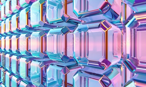 Abstract geometric glass cubes holographic reflections pattern background