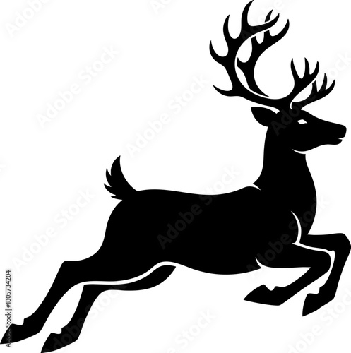Black and White Jumping Christmas Deer