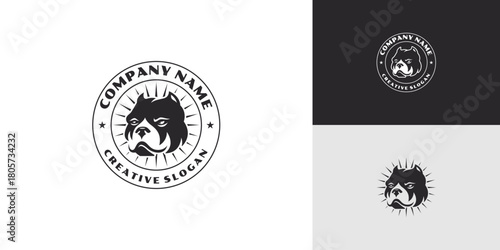 Retro Style Guard Dog Head Emblem Symbol Logo Template Vector